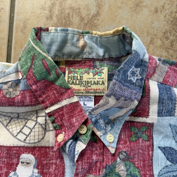Reyn Spooner Christmas Mele Kalikimaka Short Sleeve Aloha Hawaiian Shirts Large - Picture 9 of 16